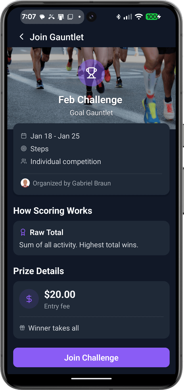 Join a Challenge screen